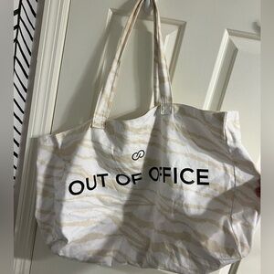 Calia Tan and White Zebra Print “Out of Office” Beach Bag